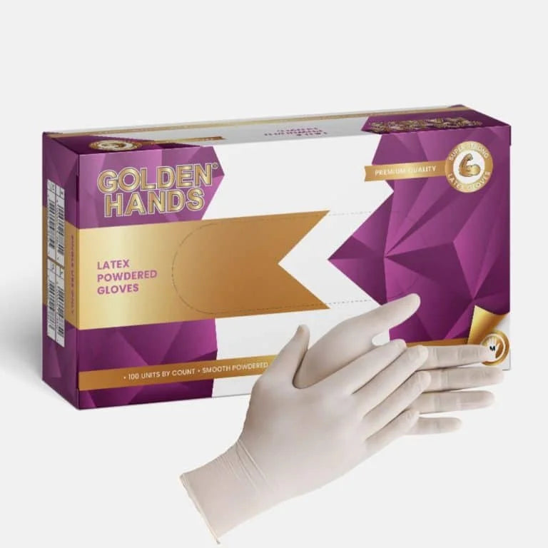 Latex Powdered Disposable Gloves (Golden Hands)